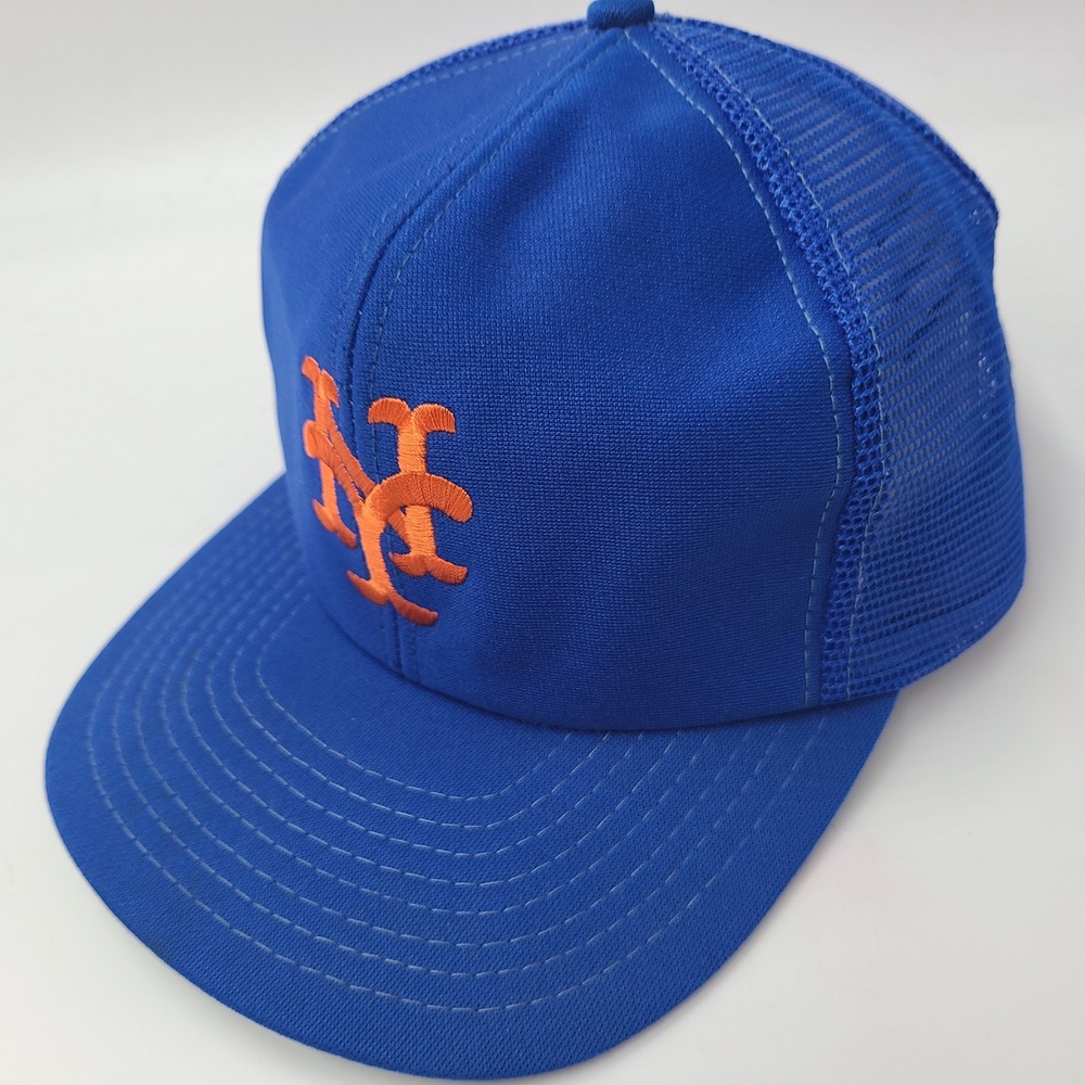 Vintage New York Mets Hat Snapback Trucker Mesh UII Blue Orange MLB Baseball Men